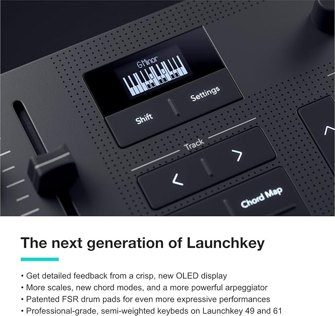 ecran oled Novation Launchkey 49 [MK4] — clavier maître MIDI USB de 49 touches semi-lestées